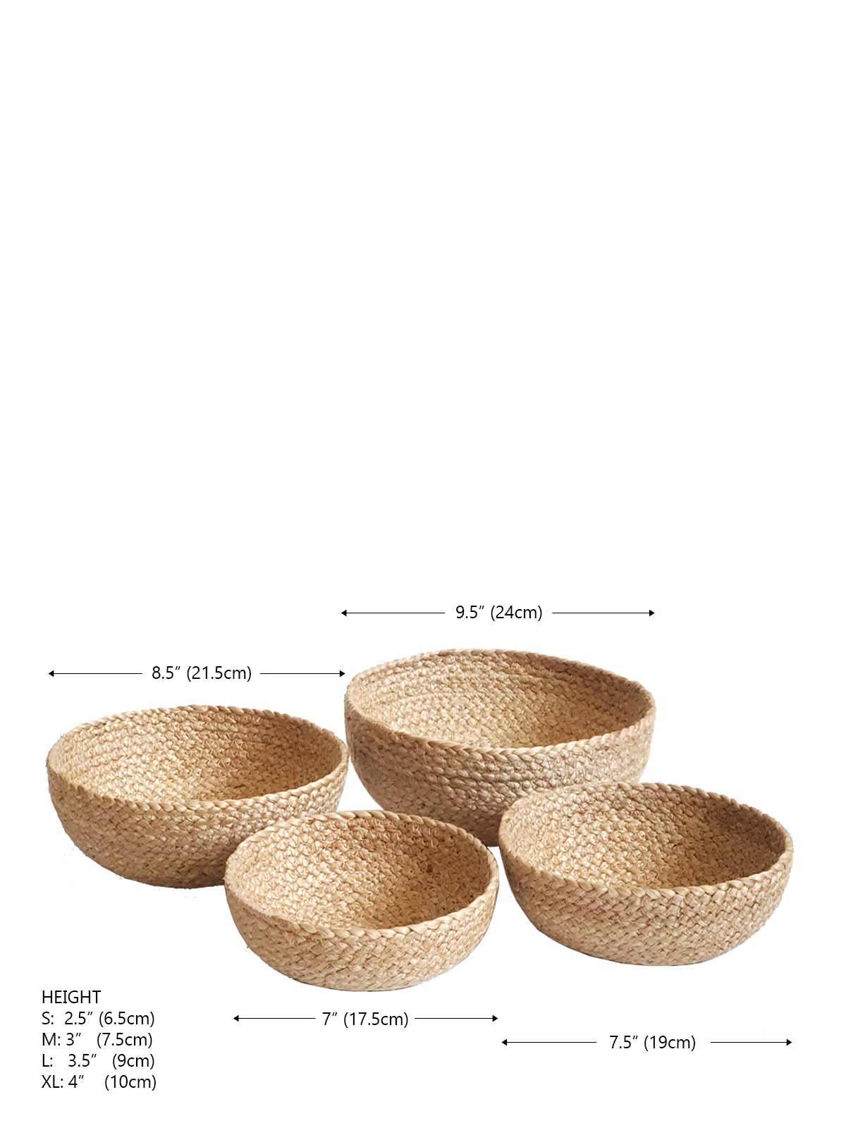 Bol de cuisine , salle de bain bol service à bonbons ou plus Kata - Naturel (lot de 4) - Panier korissa