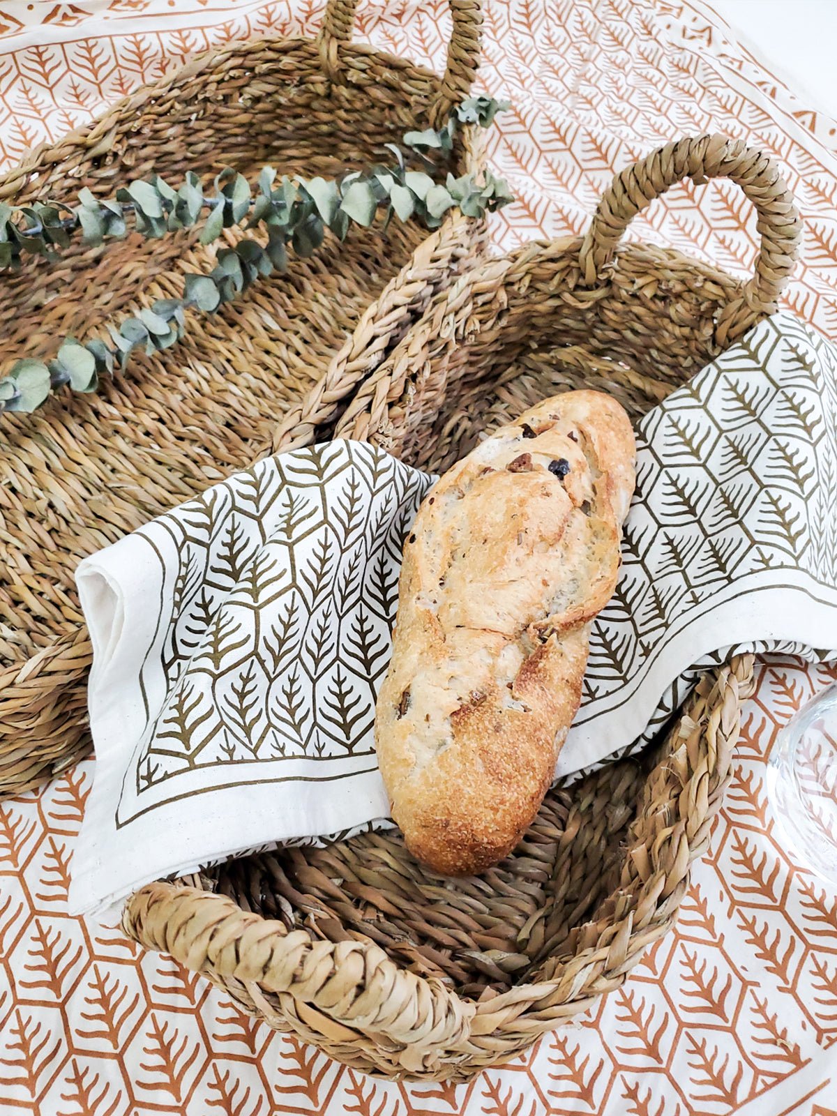 Corbeille à pain / panier décoratif,,plateau Savar avec poignée naturelle - Panier korissa